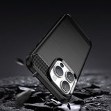 Carbon Case iPhone 14 Pro fleksibelt gel bagsæde sort