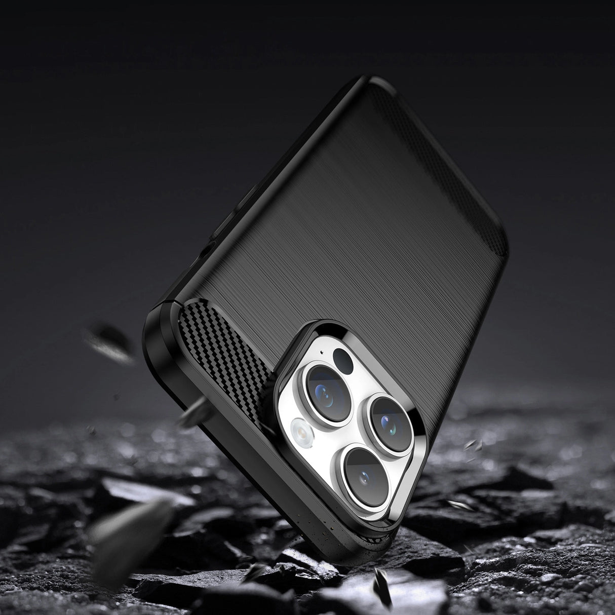 Carbon Case iPhone 14 Pro fleksibelt gel bagsæde sort
