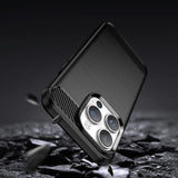Carbon Case iPhone 14 Pro fleksibelt gel bagsæde sort