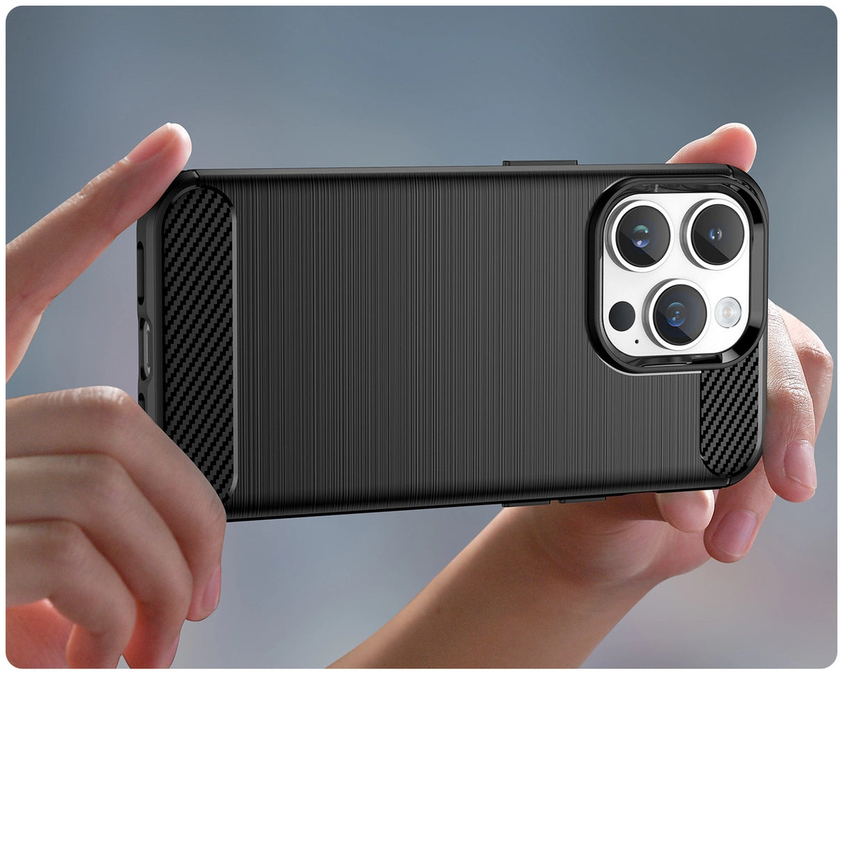 Carbon Case iPhone 14 Pro fleksibelt gel bagsæde sort