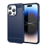 Carbon Case iPhone 14 Pro fleksibelt gel bagsæde blå