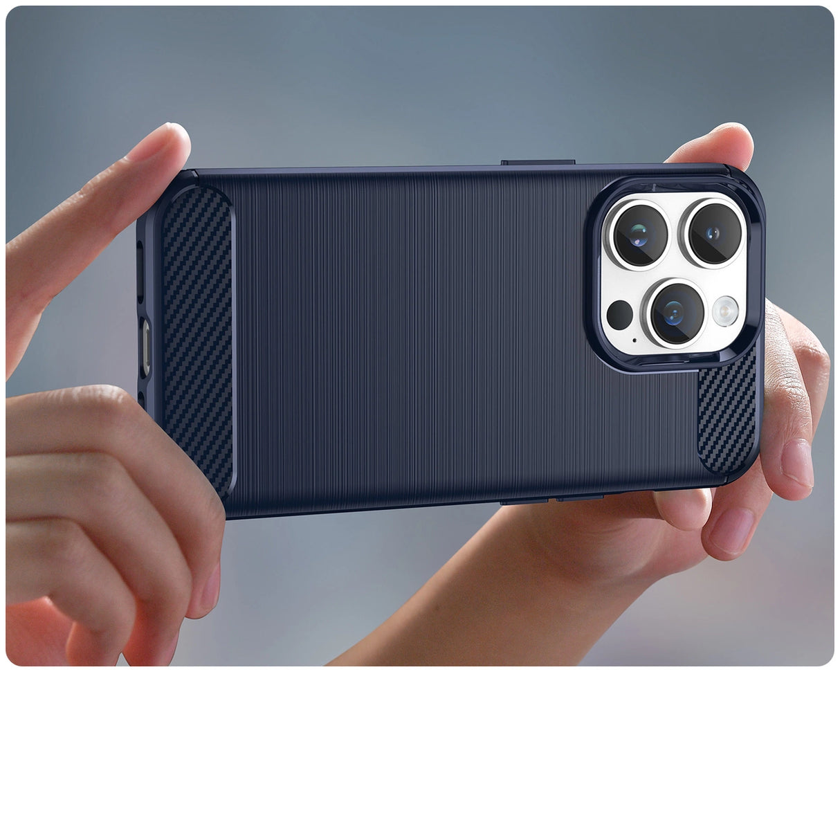 Carbon Case iPhone 14 Pro fleksibelt gel bagsæde blå