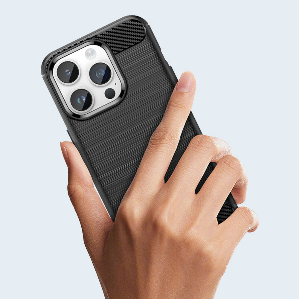 Carbon Case iPhone 14 Pro Max fleksibelt gel bagdæk sort