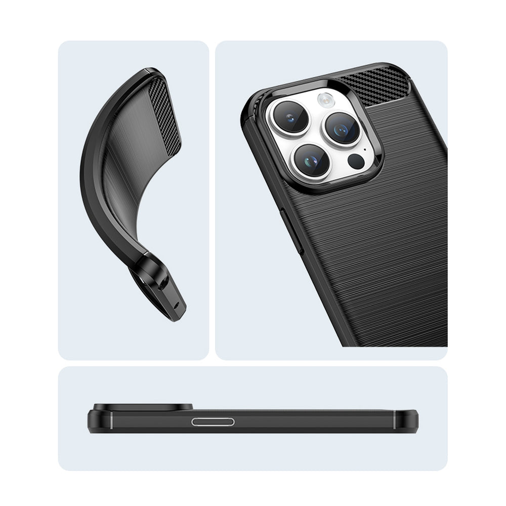 Carbon Case iPhone 14 Pro Max fleksibelt gel bagdæk sort