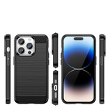 Carbon Case iPhone 14 Pro Max fleksibelt gel bagdæk sort