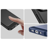 Carbon Case til iPhone 14 Pro Max Fleksibel gel bagdækning blå