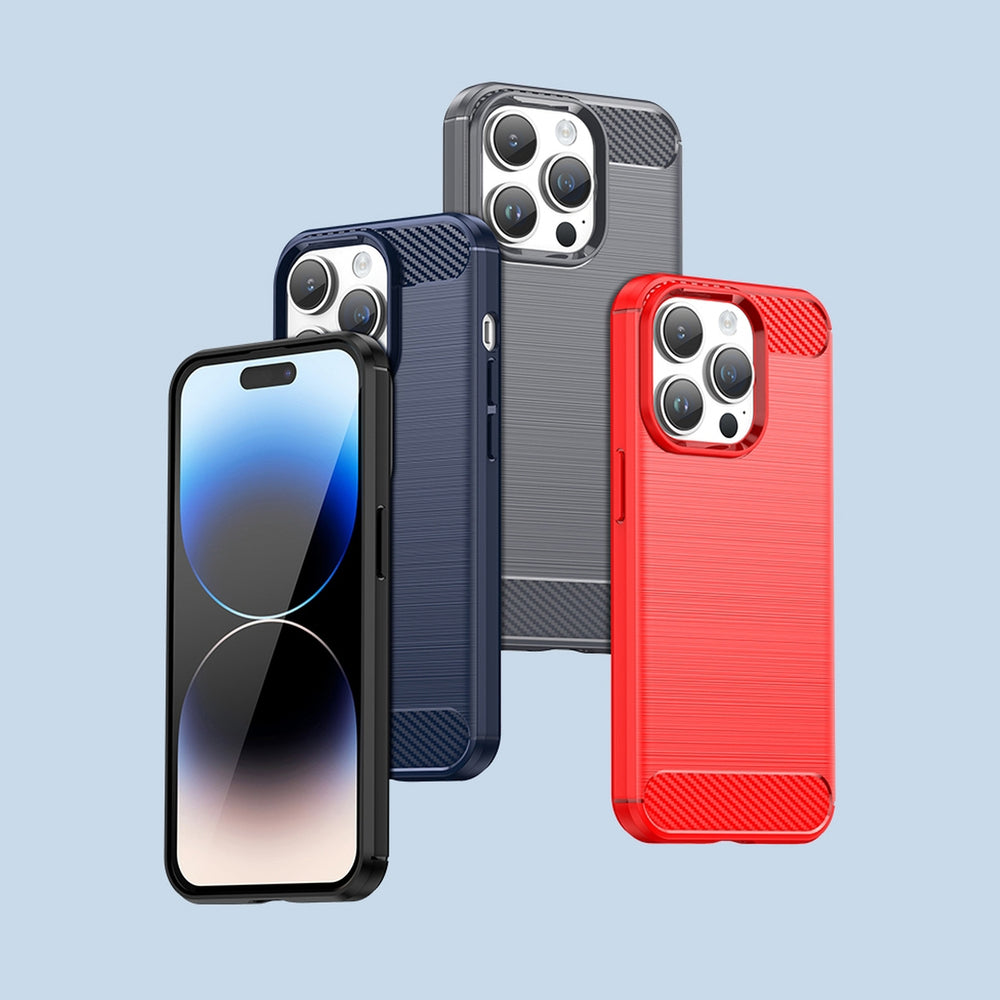 Carbon Case til iPhone 14 Pro Max Fleksibel gel bagdækning blå