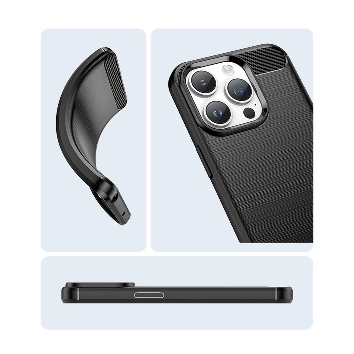 Carbon Case til iPhone 14 Pro Max fleksibelt gel bagsæde blå