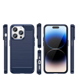 Carbon Case til iPhone 14 Pro Max Fleksibel gel bagdækning blå