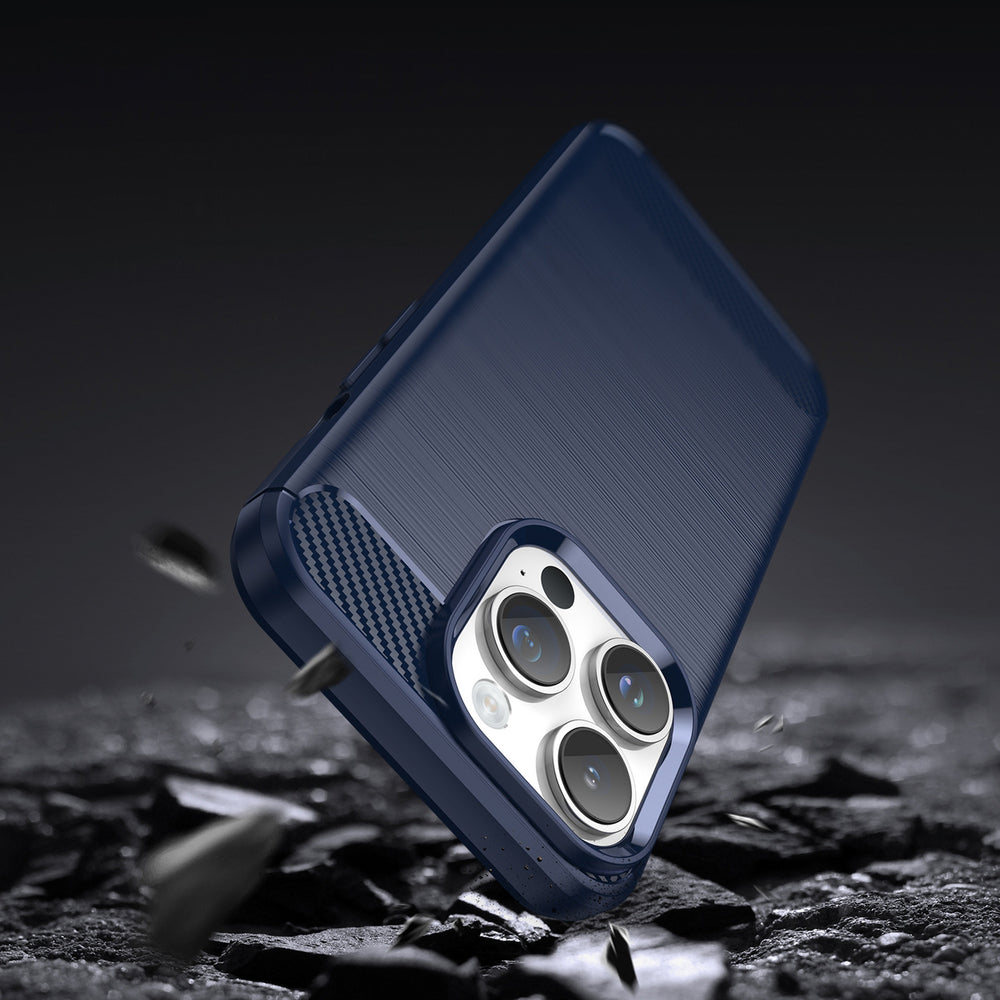 Carbon Case til iPhone 14 Pro Max Fleksibel gel bagdækning blå