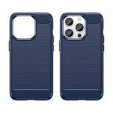 Carbon Case til iPhone 14 Pro Max fleksibelt gel bagsæde blå