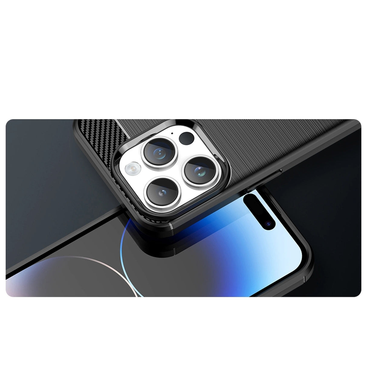 Carbon Case til iPhone 14 Pro Max fleksibelt gel bagsæde blå