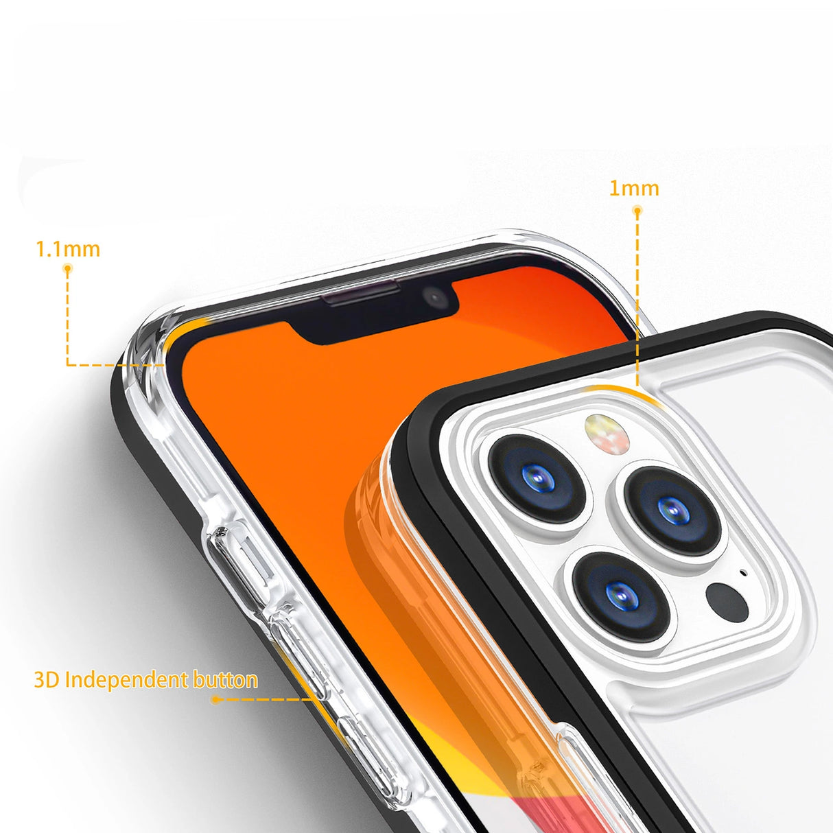 Hvid 3in1 case til iPhone 14 Plus silikone cover med ramme sort