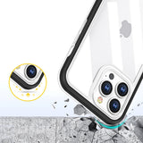 Gennemsigtige 3in1 fodtøj til iPhone 14 Plus silikone dække med blå ramme