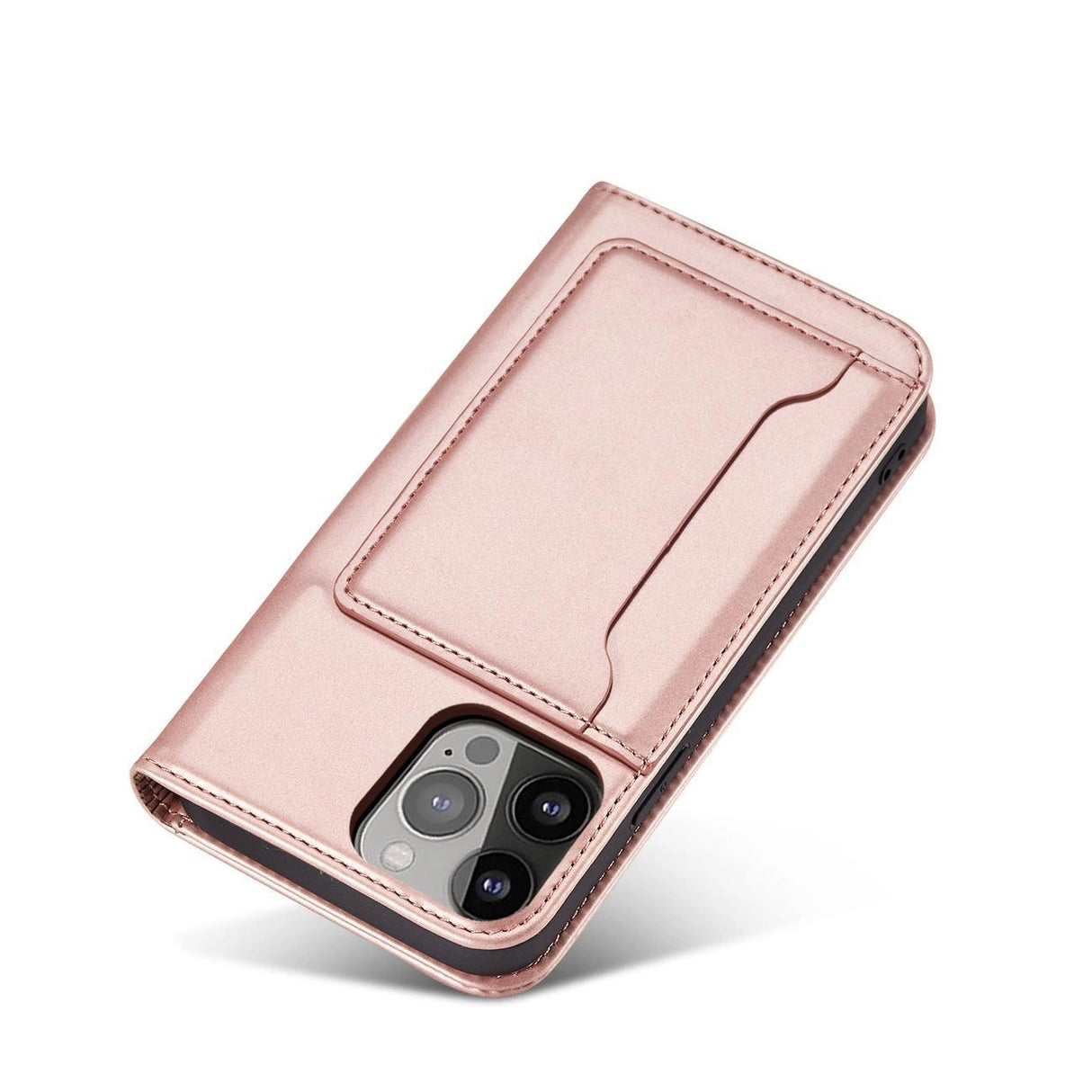 Magnet Card Case Case for iPhone 14 flip cover tegnebog stativ pink