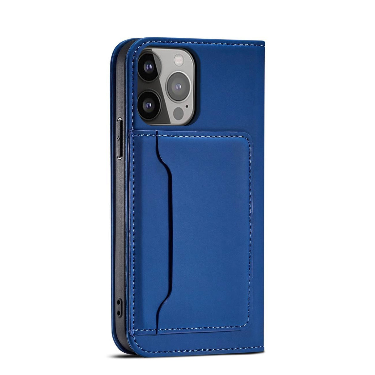 Magnet Card Case Case for iPhone 14 Plus flip cover tegnebog stativ blå