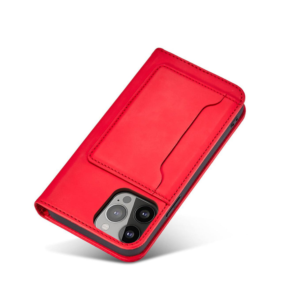 Magnetkort Hylde Hylde til iPhone 14 Plus flip cover tegnebog stativ rød