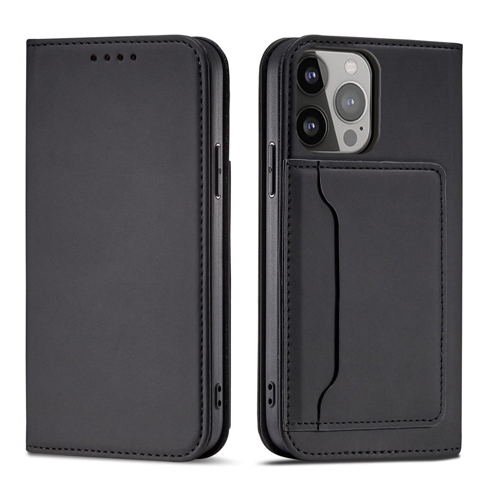Magnetkort Hylde Hylde til iPhone 14 Pro flip cover tegnebog stand sort