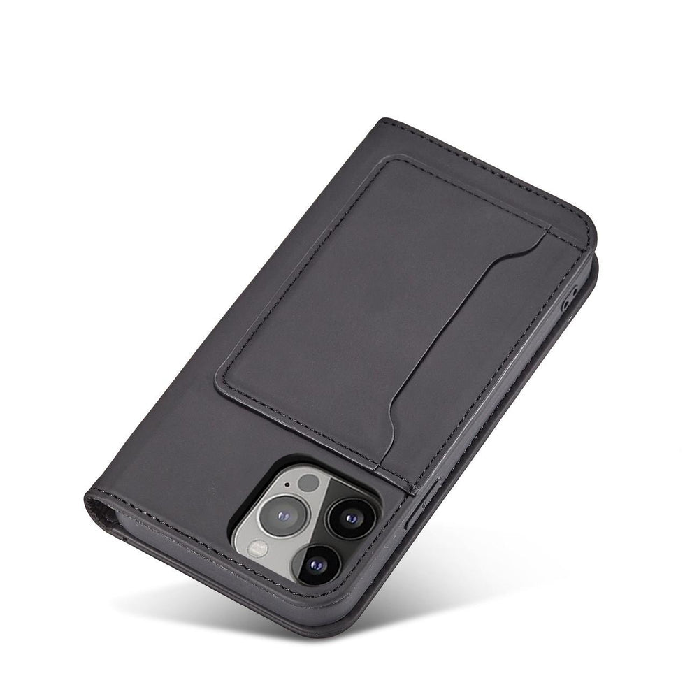 Magnetkort Hylde Hylde til iPhone 14 Pro flip cover tegnebog stand sort