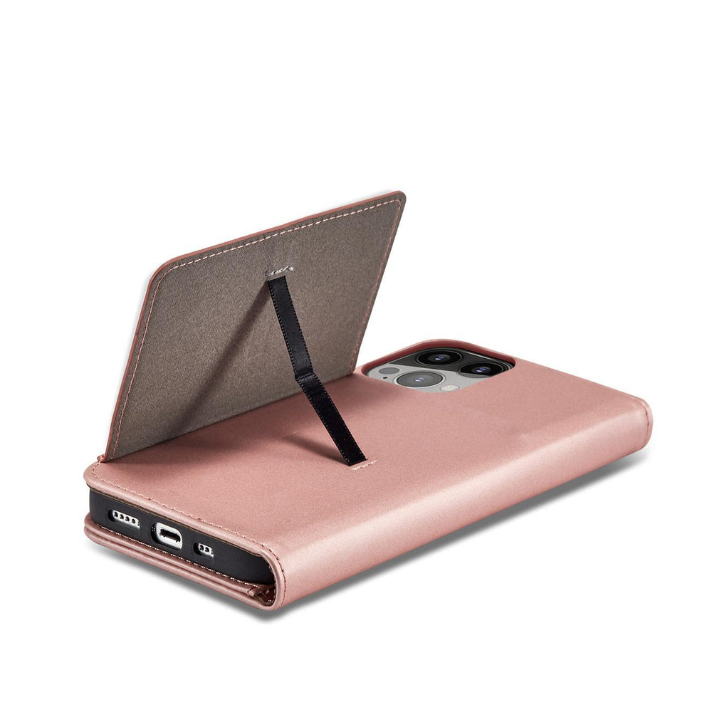 Magnetkort Hylde Hylde til iPhone 14 Pro flip cover tegnebog stativ pink