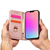Magnetkort Hylde Hylde til iPhone 14 Pro flip cover tegnebog stativ pink