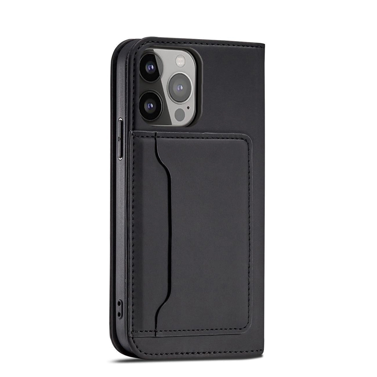 Magnet Card Case Case for iPhone 14 Pro Max flip cover tegnebog stand sort