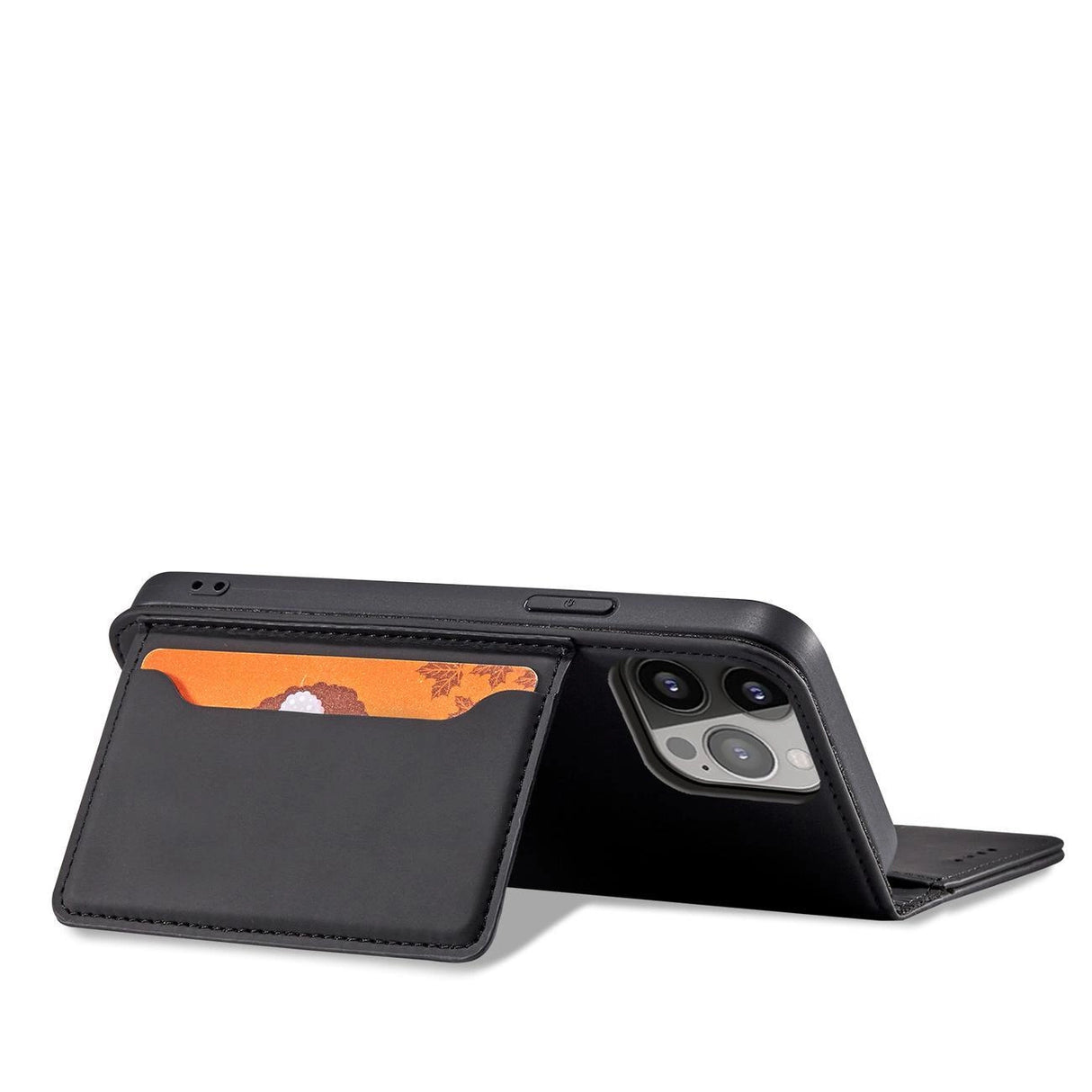 Magnet Card Case Case for iPhone 14 Pro Max flip cover tegnebog stand sort