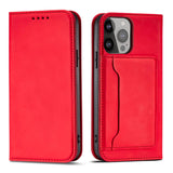 Magnet Card Case Case for iPhone 14 Pro Max flip cover tegnebog stativ rød