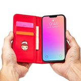 Magnet Card Case Case for iPhone 14 Pro Max flip cover tegnebog stativ rød