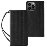 Magnet Strap Case til iPhone 14 Flip Wallet Mini Lanyard Stand Black