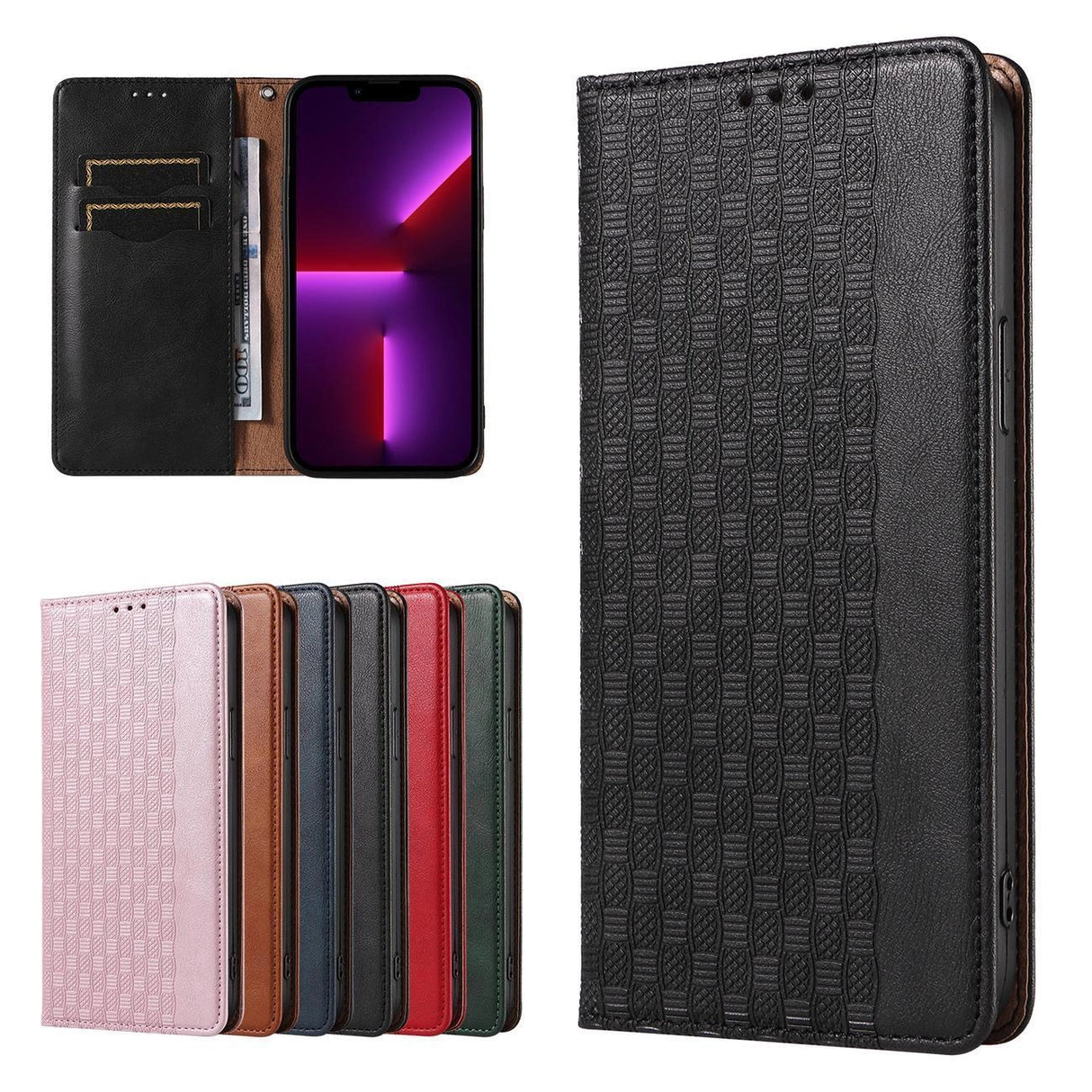 Magnet Strap Case Case for iPhone 14 Plus Flip Wallet Mini Lanyard Stand Sort