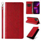 Magnet Strap Case iPhone 14 Plus Case med Flip Wallet Mini Lanyard Stand Red