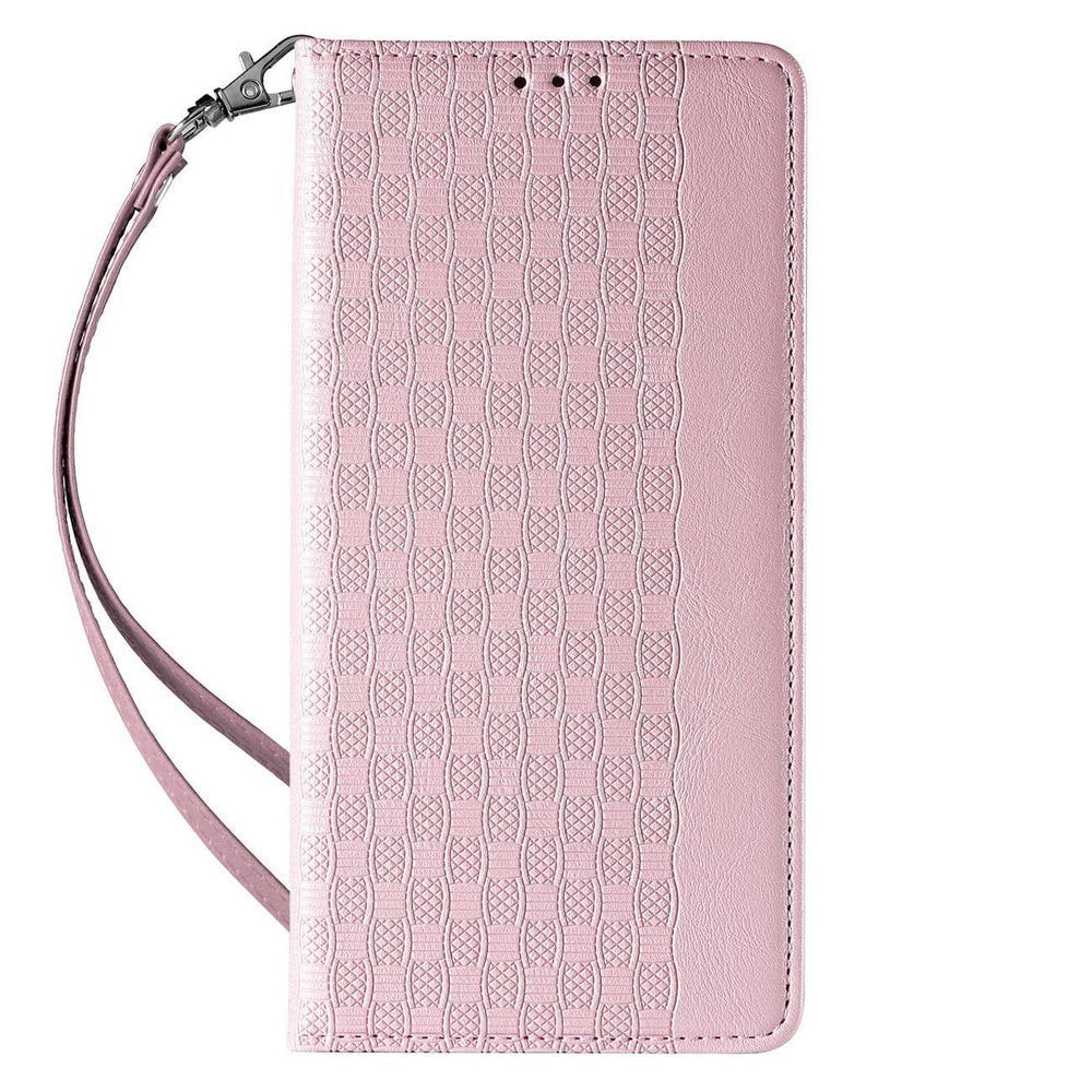 Magnet Strap Case Case for iPhone 14 Plus Flip Wallet Mini Lanyard Stand Pink