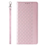 Magnet Strap Case Case for iPhone 14 Plus Flip Wallet Mini Lanyard Stand Pink