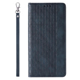 Magnet Strap Case iPhone 14 Pro Flip Wallet Mini Lanyard Stand Blue