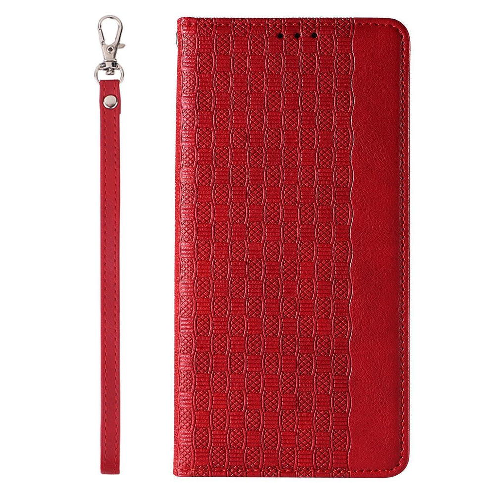 Magnet Strap Case iPhone 14 Pro Case med Flip Wallet Mini Lanyard Stand Red
