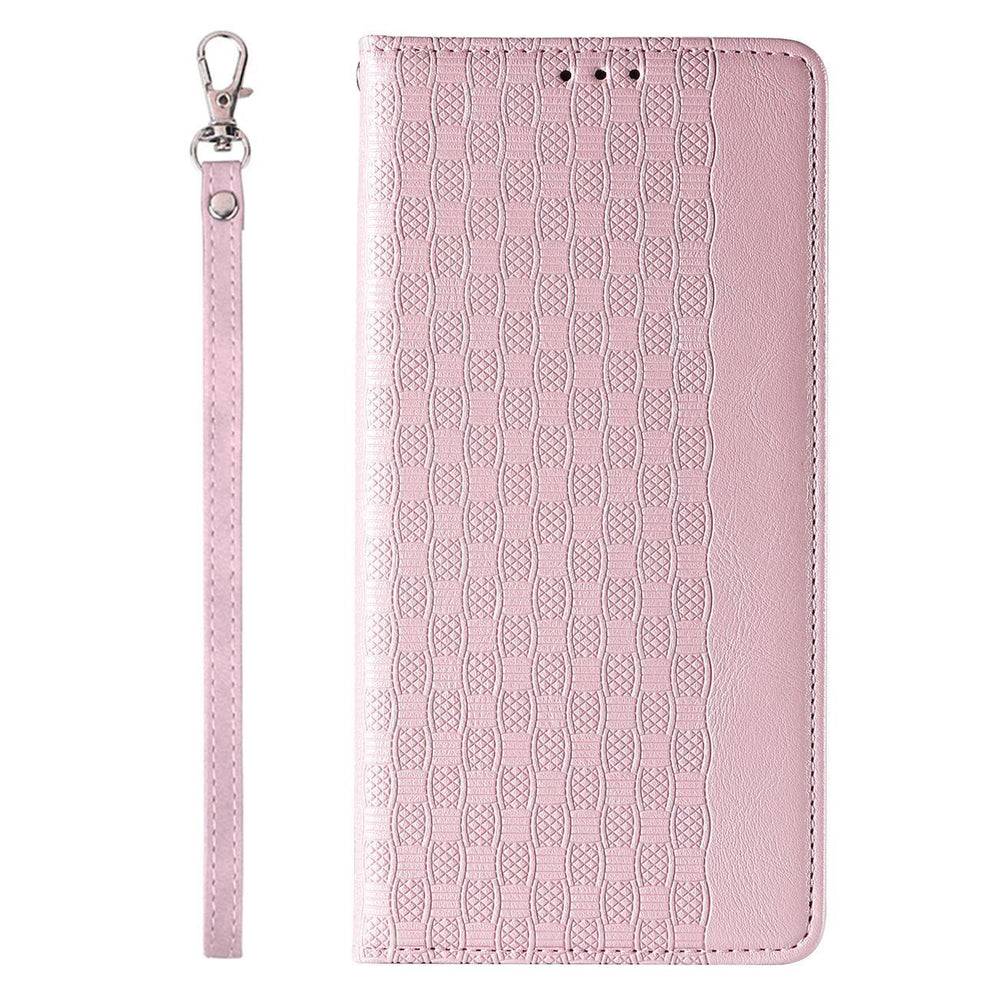 Magnet Strap Case Case for iPhone 14 Pro Flip Wallet Mini Lanyard Stand Pink