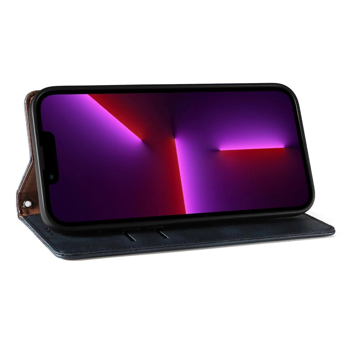 Magnet Strap Case Case for iPhone 14 Pro Max Flip Wallet Mini Lanyard Stand Blå