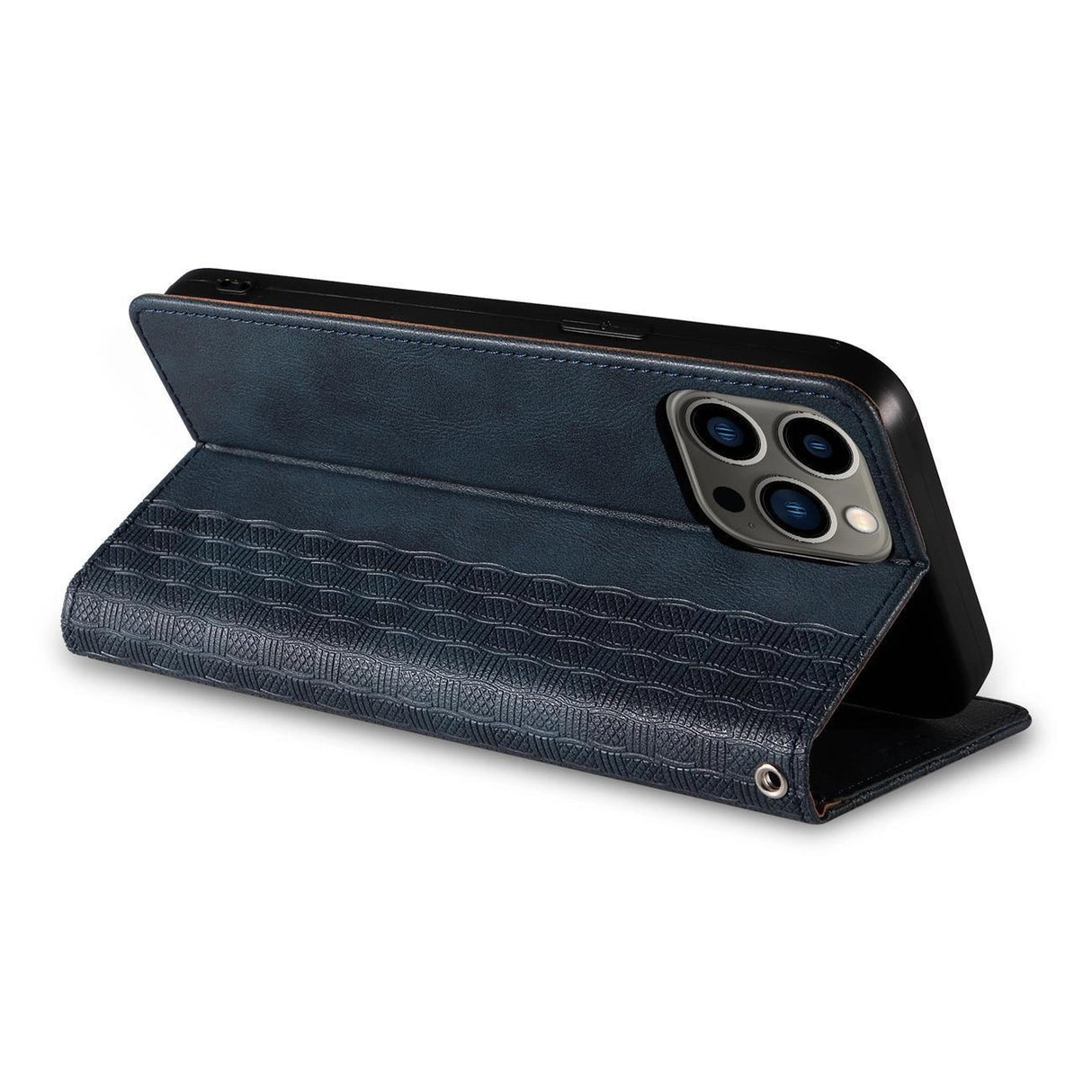 Magnet Strap Case Case for iPhone 14 Pro Max Flip Wallet Mini Lanyard Stand Blå