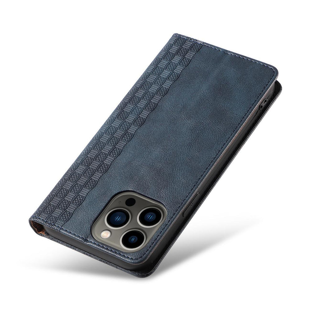 Magnet Strap Case Case for iPhone 14 Pro Max Flip Wallet Mini Lanyard Stand Blue