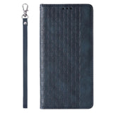Magnet Strap Case Case for iPhone 14 Pro Max Flip Wallet Mini Lanyard Stand Blå