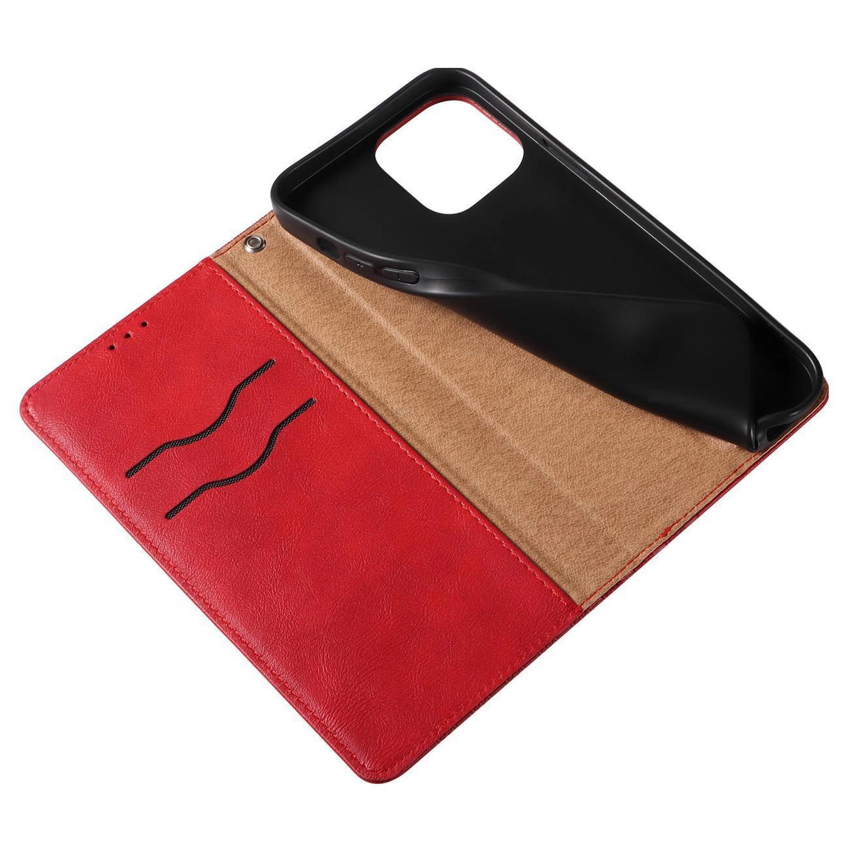 Magnet Strap Case Case for iPhone 14 Pro Max Flip Wallet Mini Lanyard Stand Red