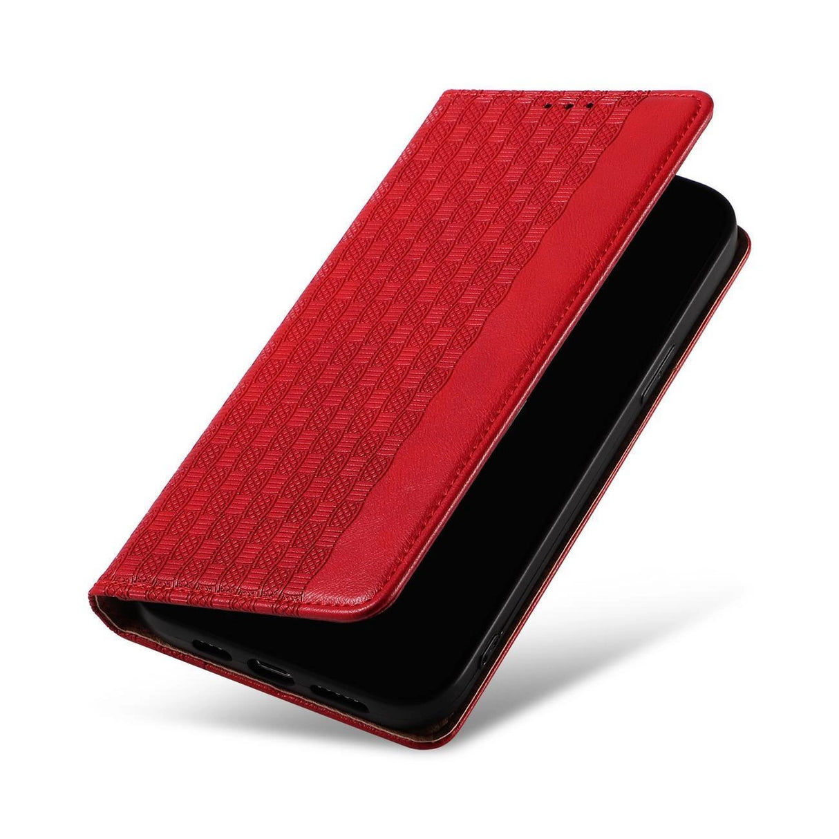 Magnet Strap Case Case for iPhone 14 Pro Max Flip Wallet Mini Lanyard Stand Red