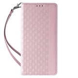 Magnet Strap Case Case For iPhone 14 Pro Max Flip Wallet Mini Lanyard Stand Pink