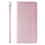Magnet Strap Case Case for iPhone 14 Pro Max Flip Wallet Mini Lanyard Stand Pink