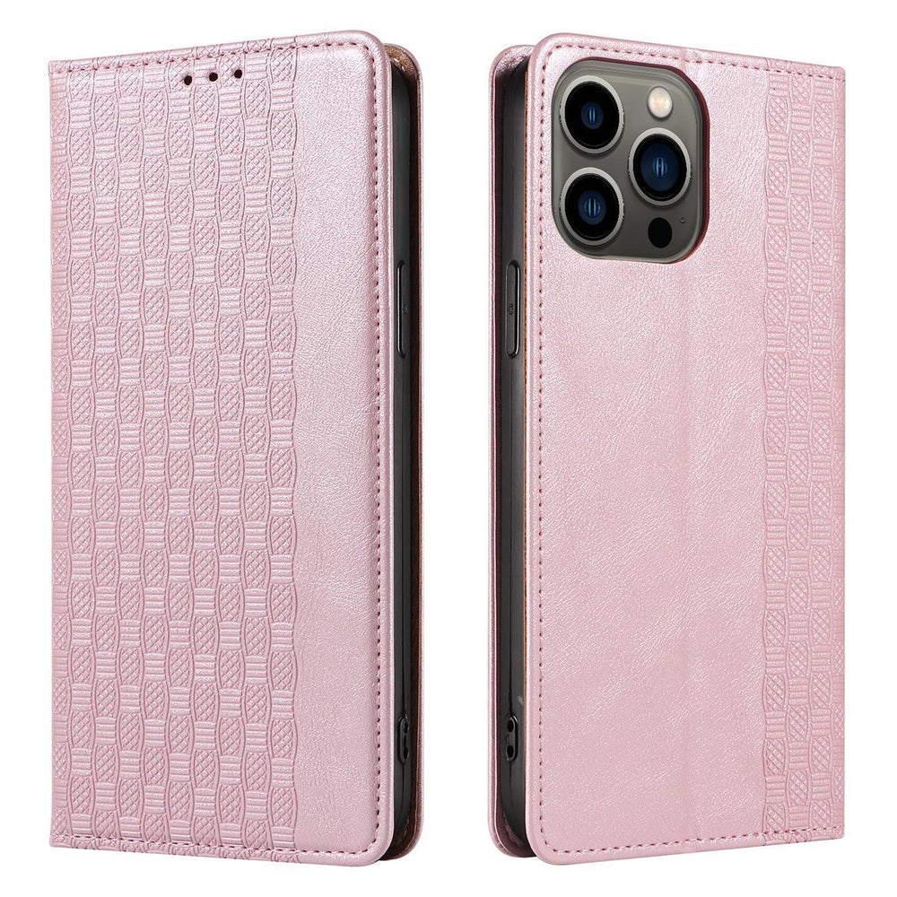 Magnet Strap Case Case for iPhone 14 Pro Max Flip Wallet Mini Lanyard Stand Pink