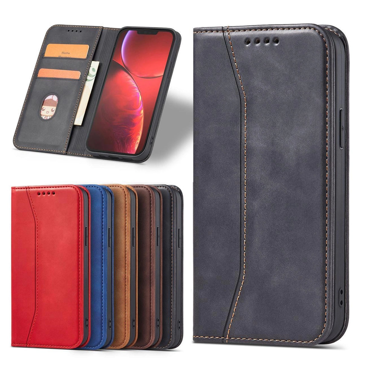 Magnet Fancy Case Case for iPhone 14 flip cover tegnebog stativ sort