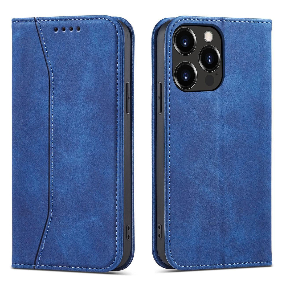 Magnet Fancy Case Case for iPhone 14 flip cover tegnebog stativ blå