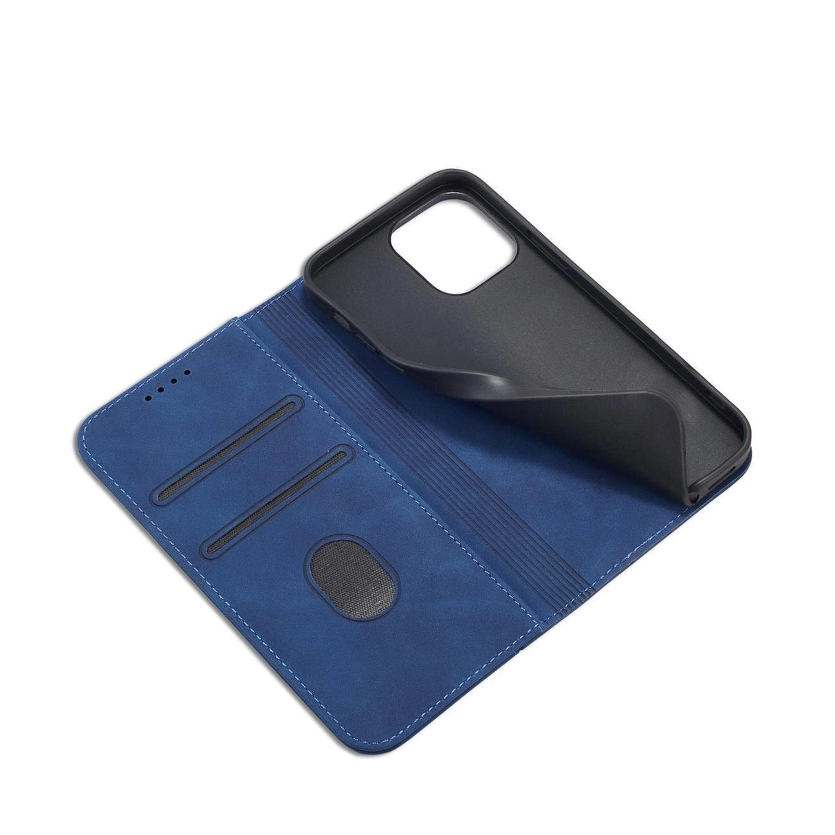 Magnet Fancy Case Case for iPhone 14 Pro flip cover tegnebog stativ blå