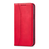 Magnet Fancy Case Case for iPhone 14 Pro flip cover tegnebog stativ rød